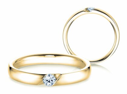 Verlobungsring Italic in 14K Gelbgold mit Diamant 0,03ct H/SI