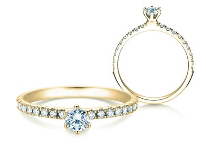 Verlobungsring Classic Pavé in 18K Gelbgold mit Diamanten 0,40ct G/SI