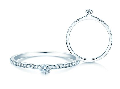 Verlobungsring Classic Pavé in Platin 950/- mit Diamanten 0,20ct G/SI