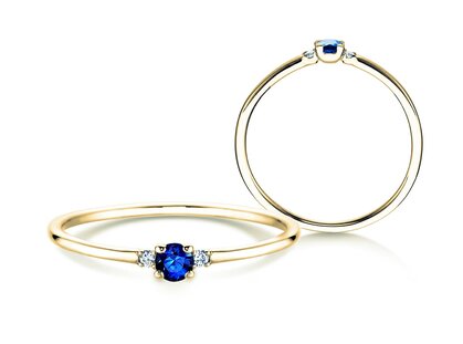 Verlobungsring Glory Petite in 14K Gelbgold mit Saphir 0,08ct und Diamanten 0,02ct