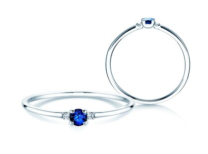 Verlobungsring Vivid Petite in Platin 950/- mit Saphir 0,08ct und Diamanten 0,02ct