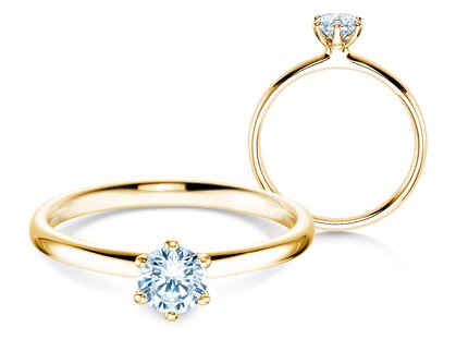 Verlobungsring Classic 6 in 18K Gelbgold mit Diamant 0,40ct G/SI