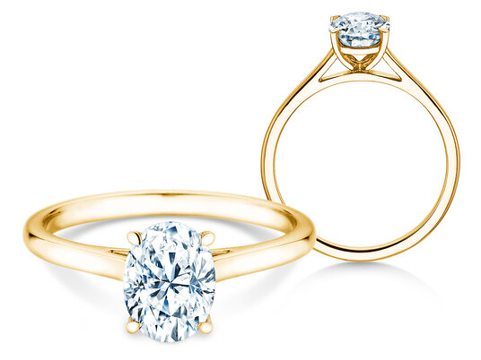 Verlobungsring Oval Cut in 9K Gelbgold mit Diamant 0,25ct