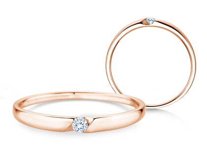 Verlobungsring Italic Petite in 14K Roségold mit Diamant 0,04ct G/SI